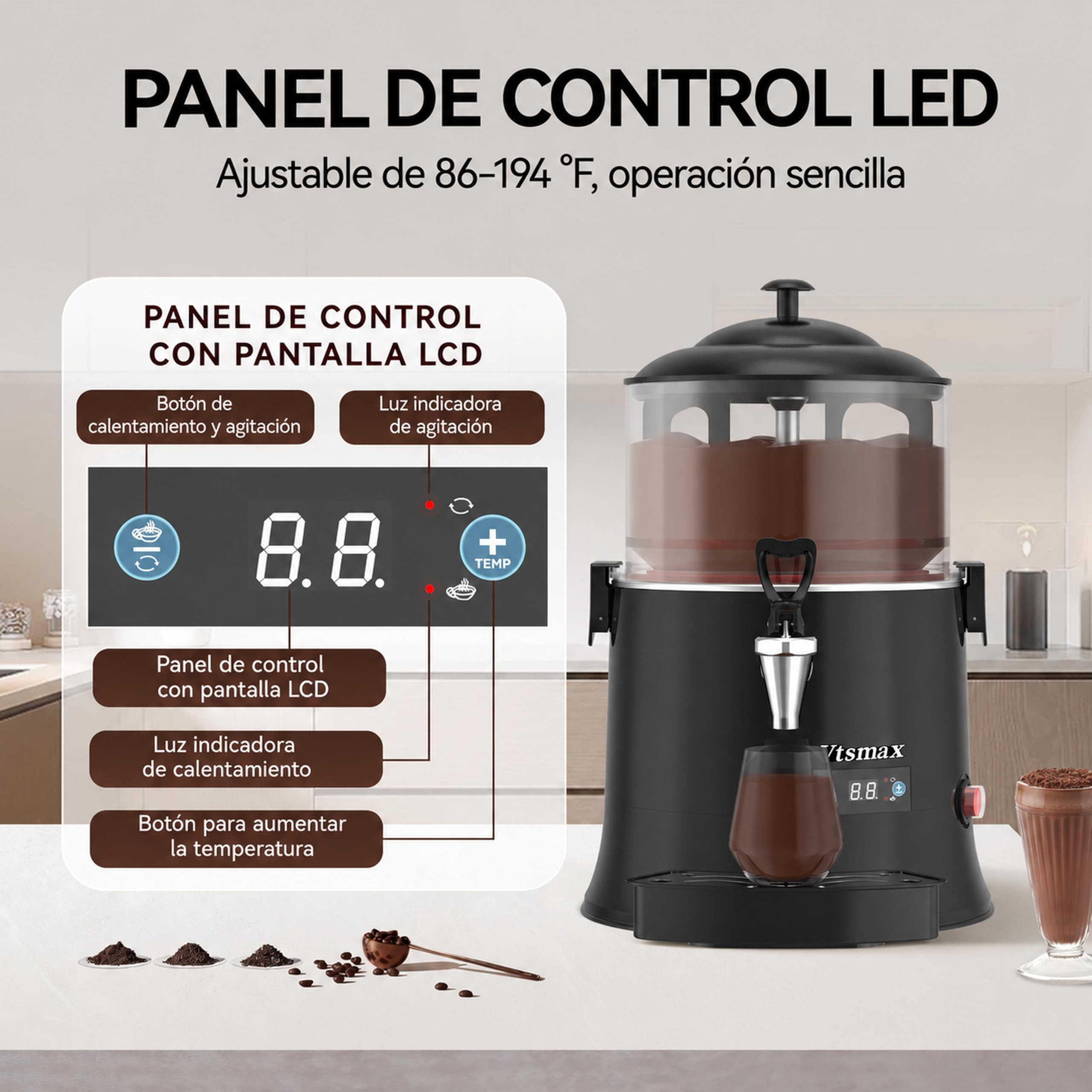 マジックポット Amazon.com: Vtsmax 5L/1.3Gal Hot Chocolate Machine, Commercial Hot